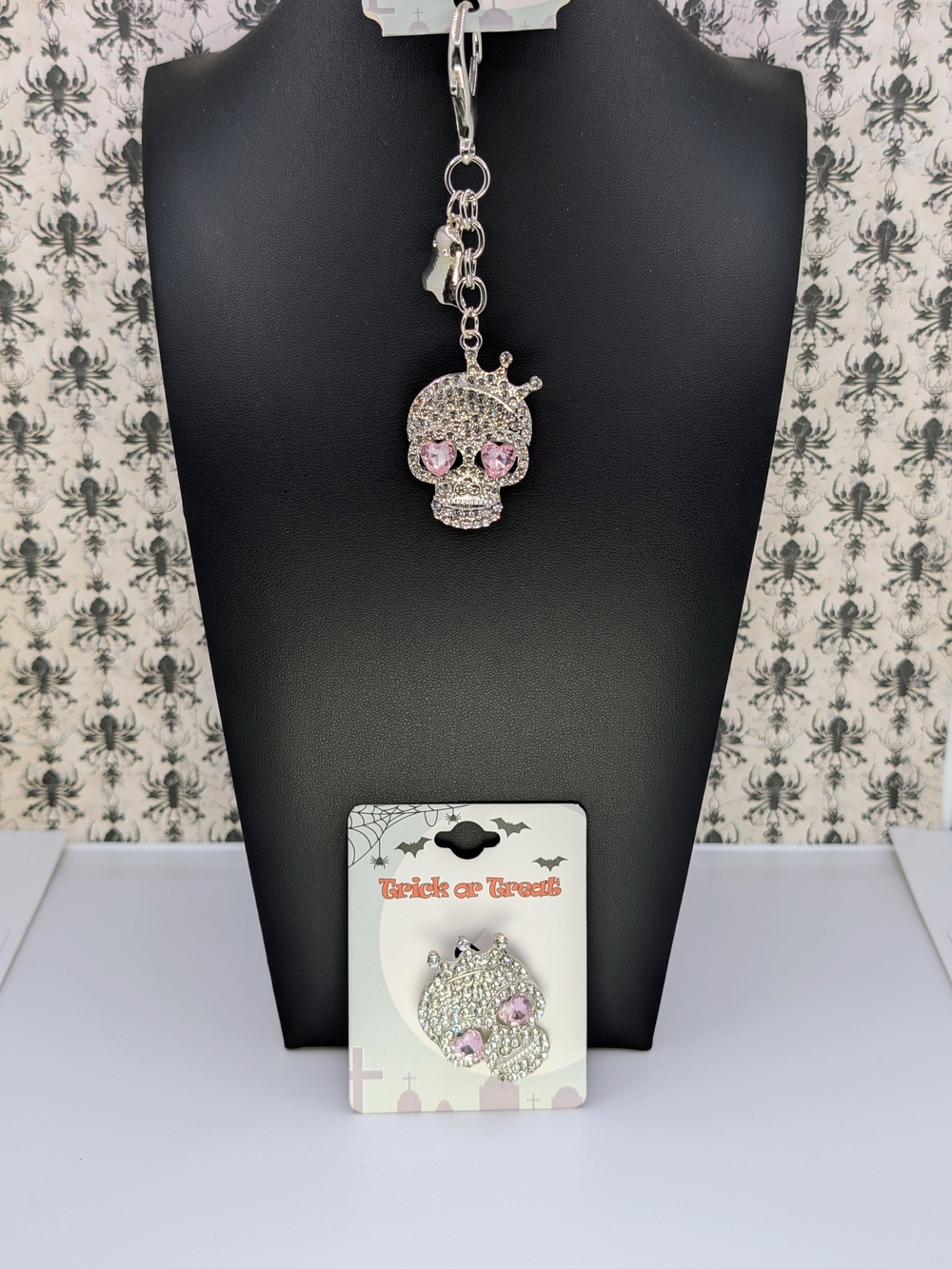Halloween Rhinestone keychain and Brooch Matching Set